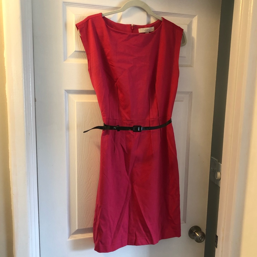 Pink belted dress